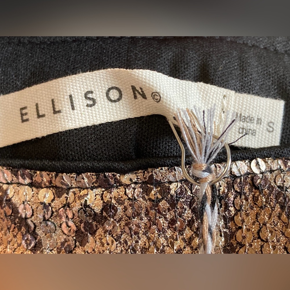 Ellison Copper Snake Print Sequin Asymmetrical Skirt Size S NWT - Picture 4 of 10